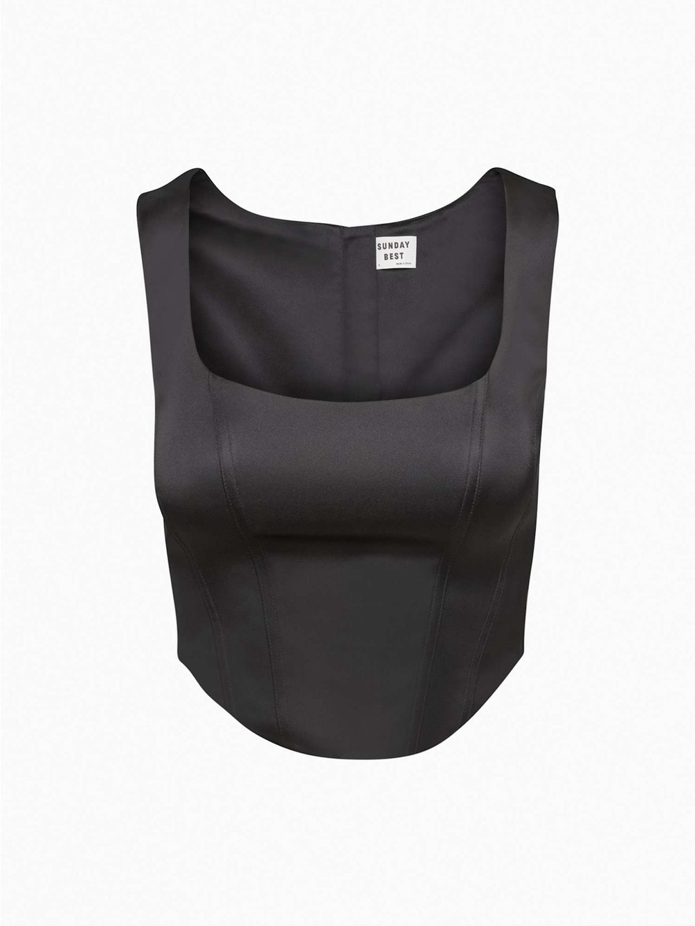Aritzia Black Square-Neck Satin Tank Top